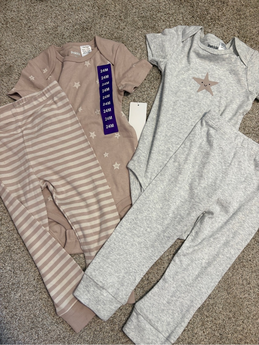 Pekkle Mix n Match Outfits Tan Grey Stars 24 months NEW